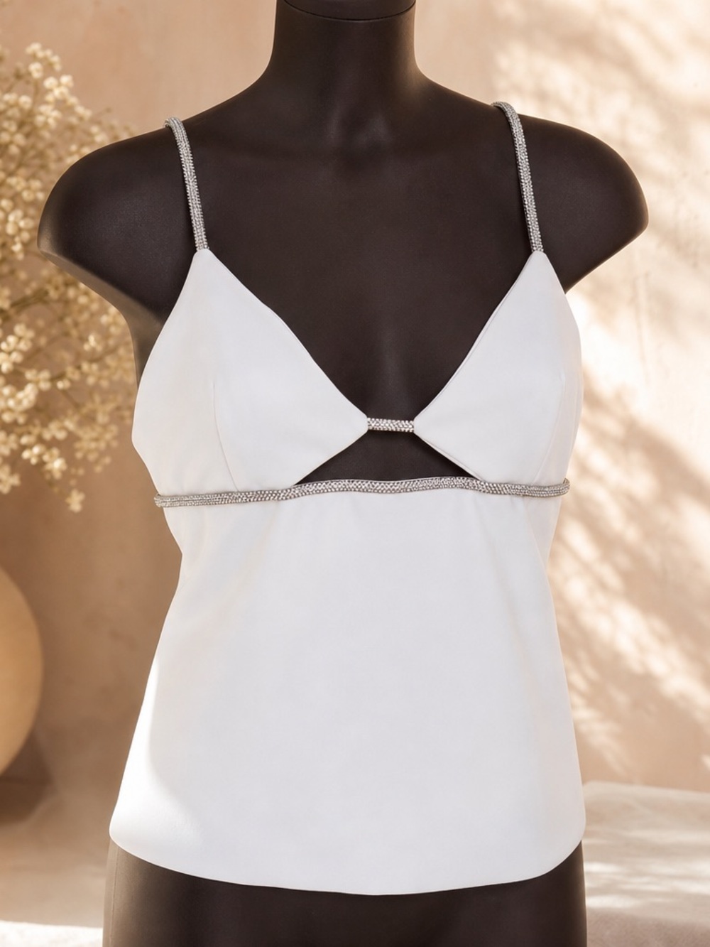 Zara White Glam Top – Size M (New With Tag)